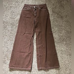 brown high waisted wide leg jeans